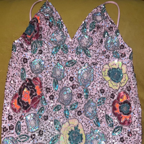 ASOS EDITION Pink Floral Embellished Cami Dress with Fringe - Picture 8 of 10